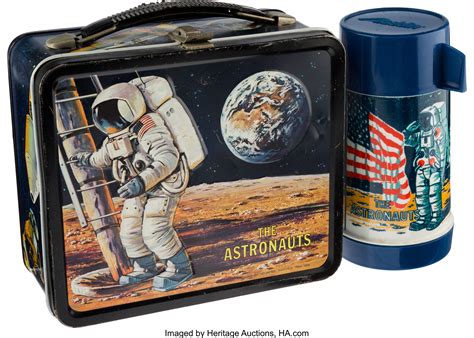 apllo 11 metal lunch box|Vintage 1969 Aladdin Astronauts .